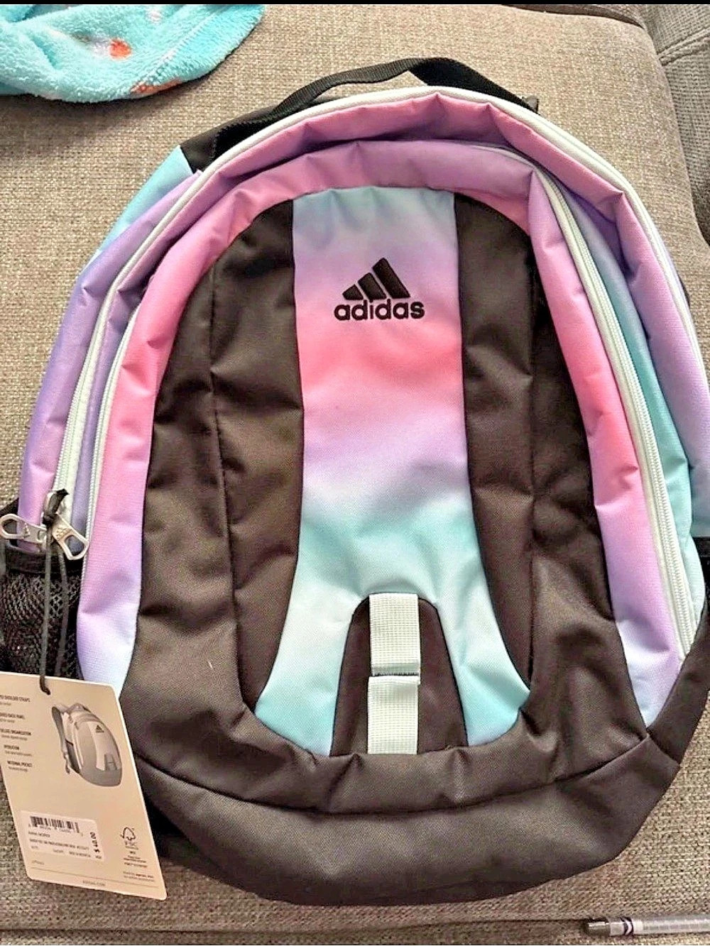 adidas Juniors' Classic Backpack Color Block Backpack in Black & Pink NWT
